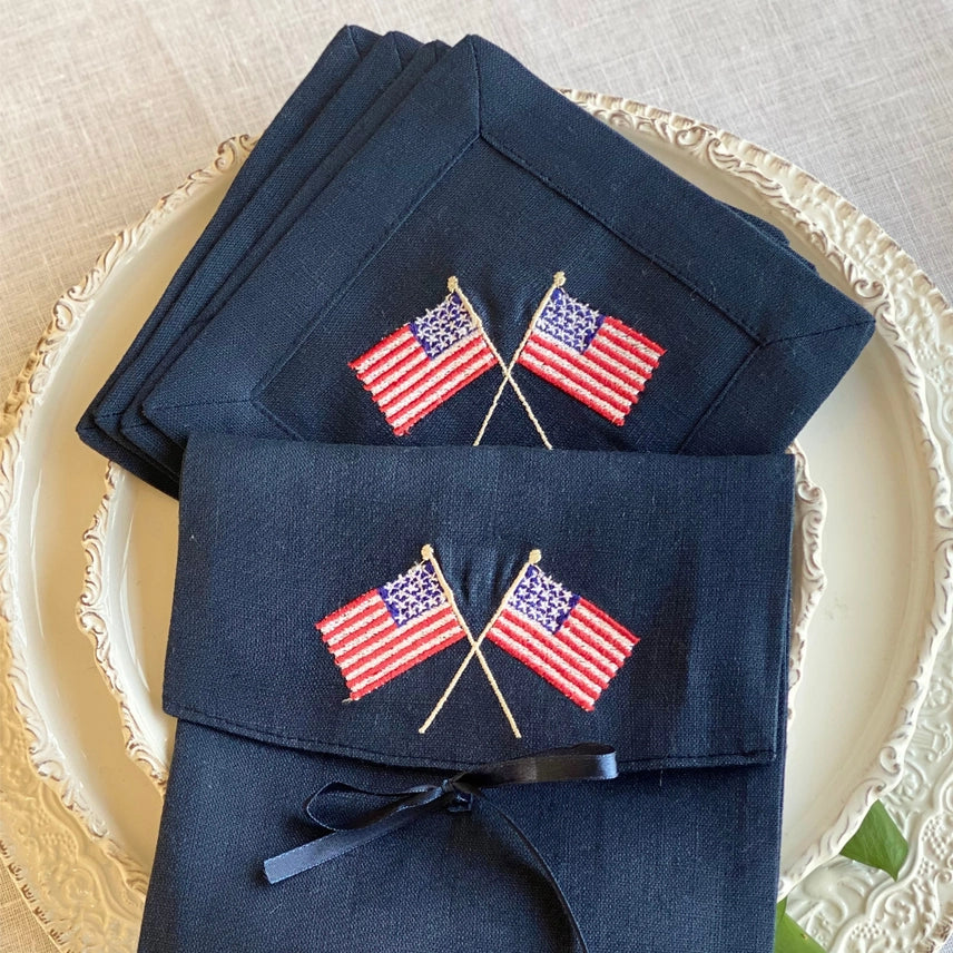 American Flags Cocktail Napkin Set of 4