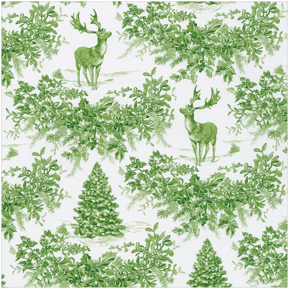 Christmas Toile Green Roll Wrap