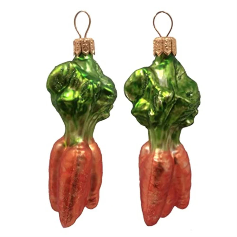 Carrot Vegetable Polish Mouth Blown Glass Christmas Ornament