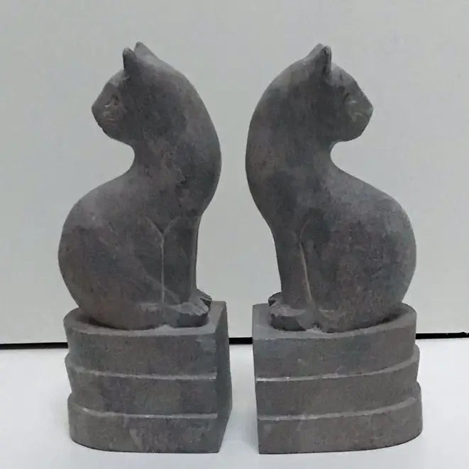 Bookend Soapstone Pair Cats