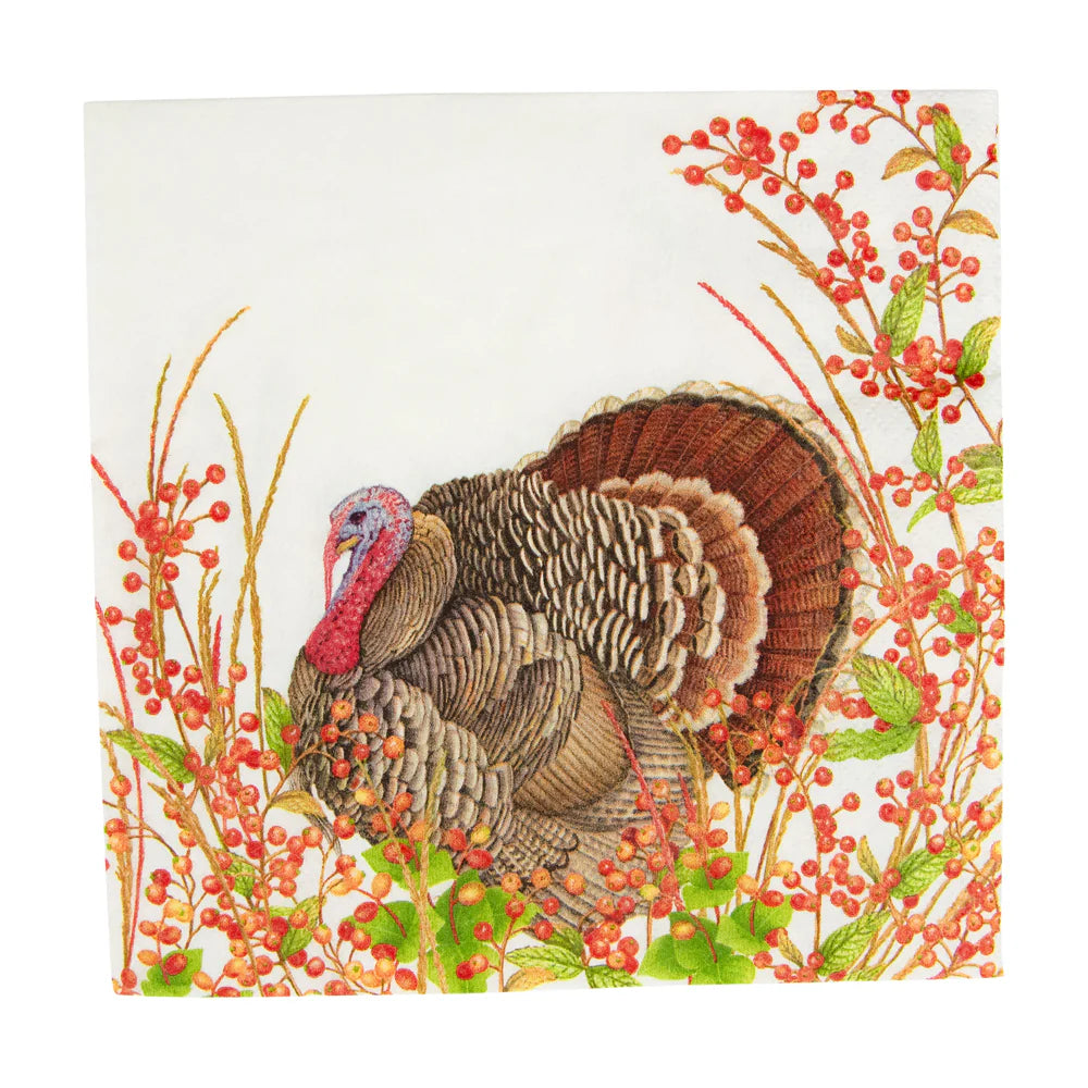 Luncheon Napkin Turkey and Berries