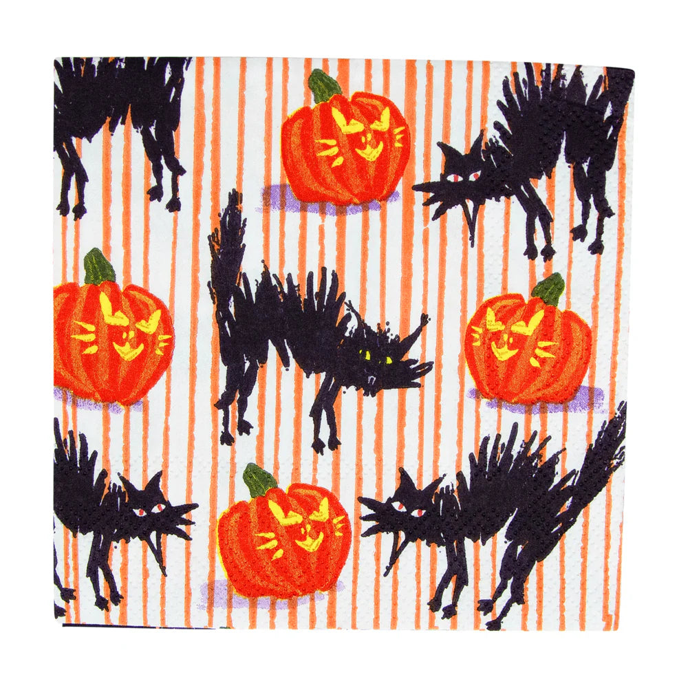Cocktail Napkin Halloween Cats