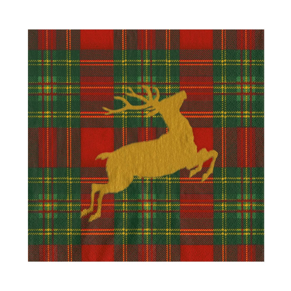 Luncheon Napkin Reindeer Tartan