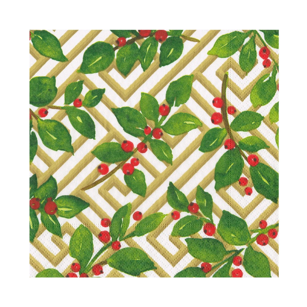 Luncheon Napkin Holly and Fretwork