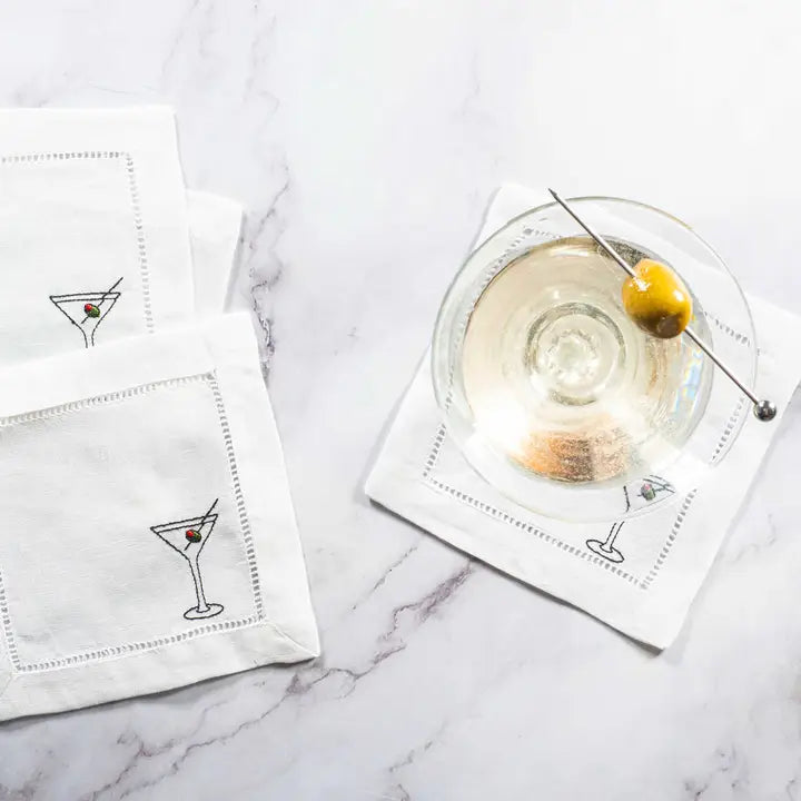 Martini Time Linen Coasters set of 4