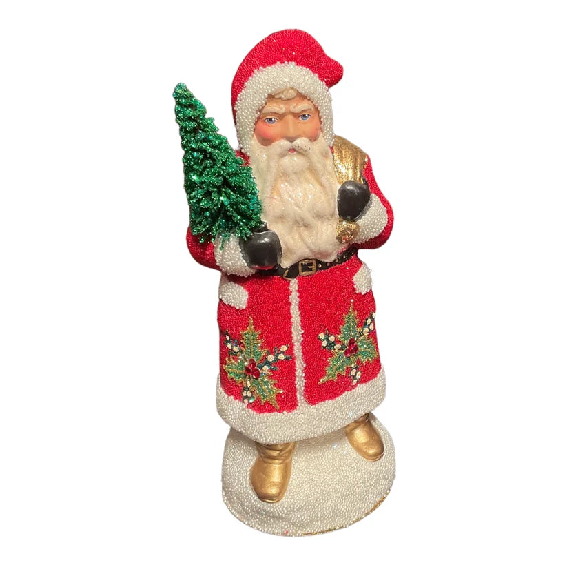 Red Beaded Holly Leaves Santa