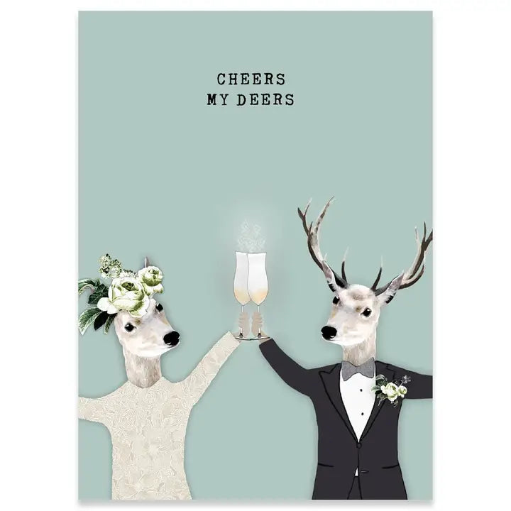 Cheers My Deers Wedding Greeting Card 4.5 X 6.25"