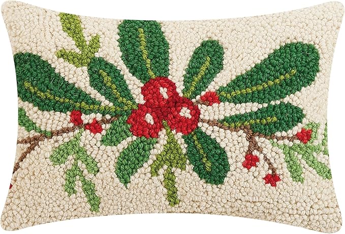 Holiday Foliage Christmas Polyfill Hook Throw Pillow