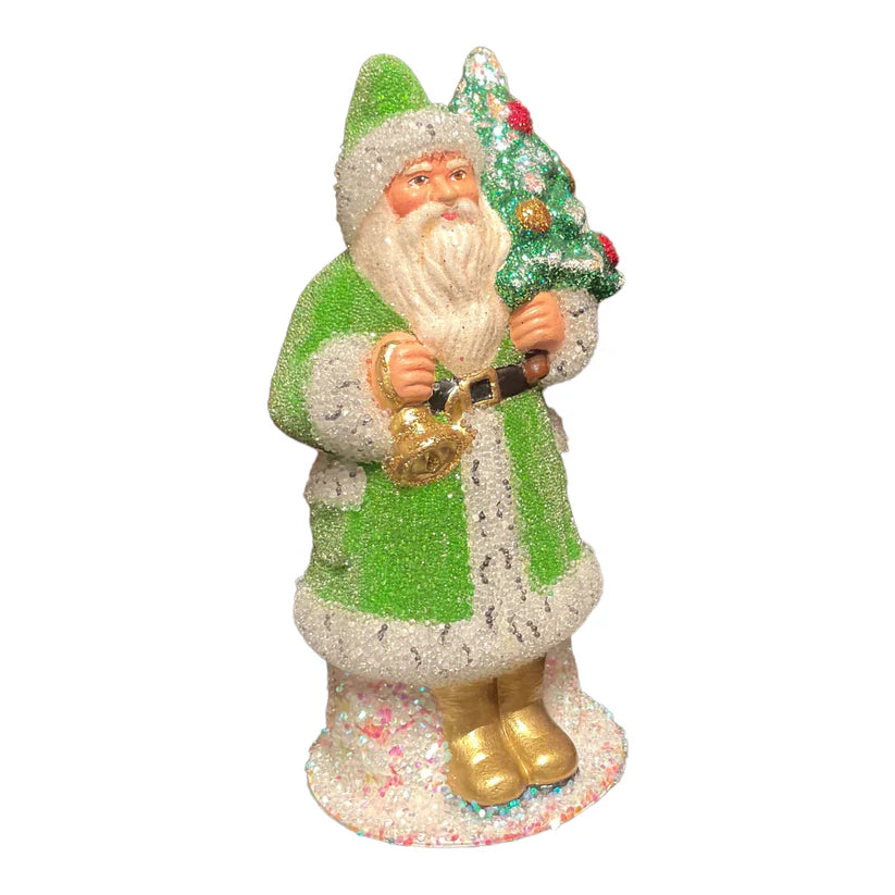 Green Beaded Santa with Tree