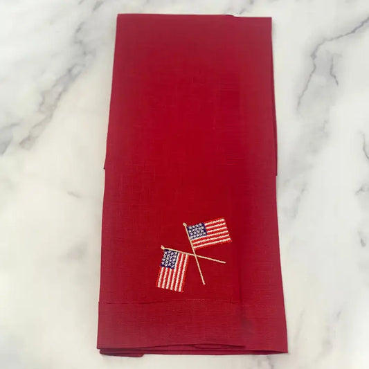 American Flags Red Linen Towel
