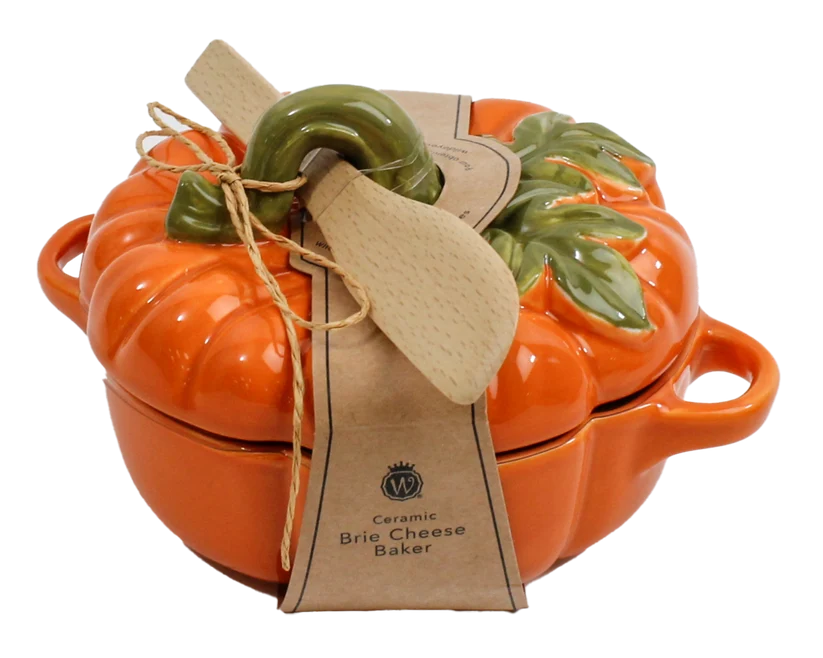 Pumpkin Brie Baker with Leafy Stem Handle