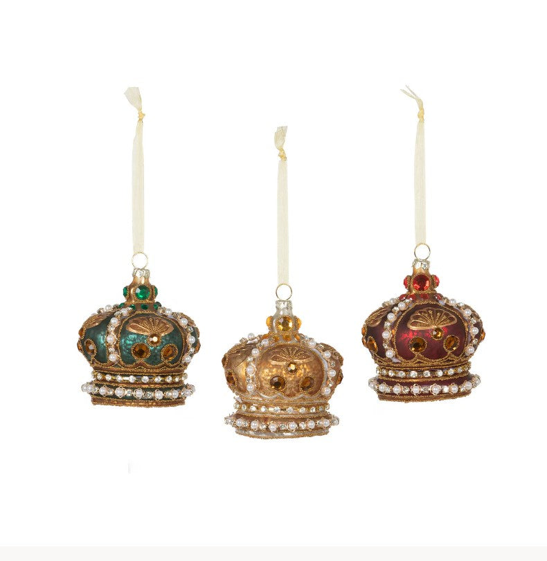 Jeweled Coronet Glass Ornament