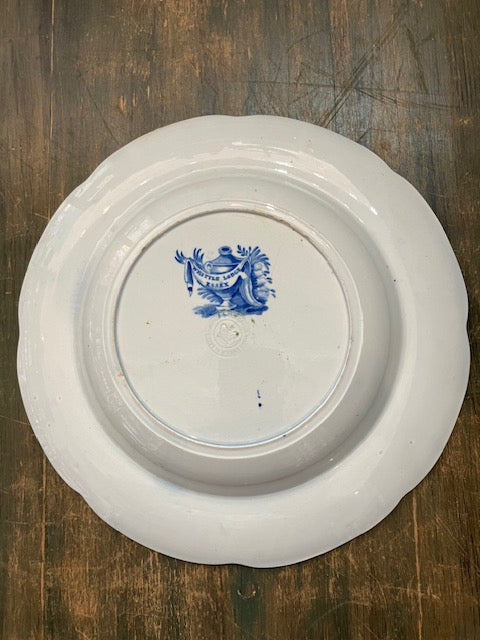 Historical Blue Staffordshire Plate-Whittle Lodge Essex