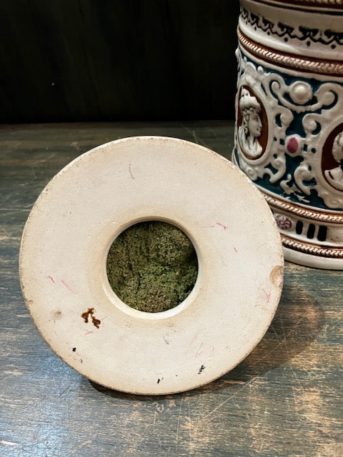 Antique Majolica Humidor Tobacco Jar