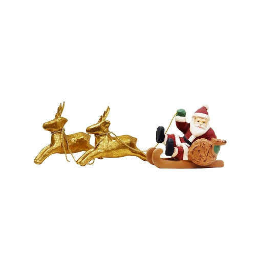 Paper Mache Santa with Reindeer 13''