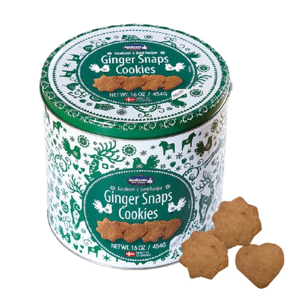 Jacobsens Gingersnap Cookies in Green Tin