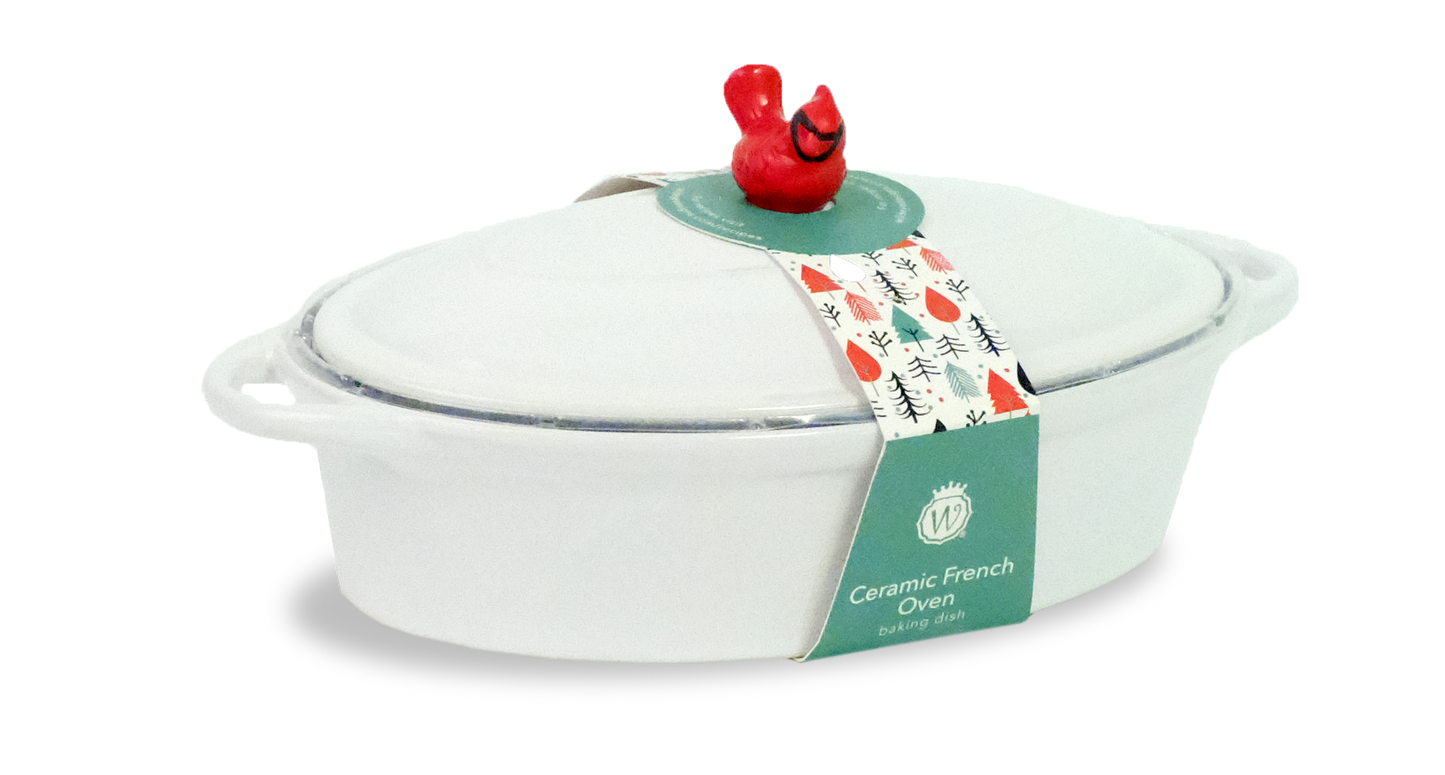 Ceramic Baker Red Cardinal Oval