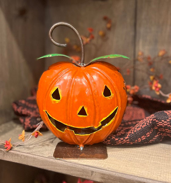 METAL PUMPKIN CANDLE HOLDER SMALL