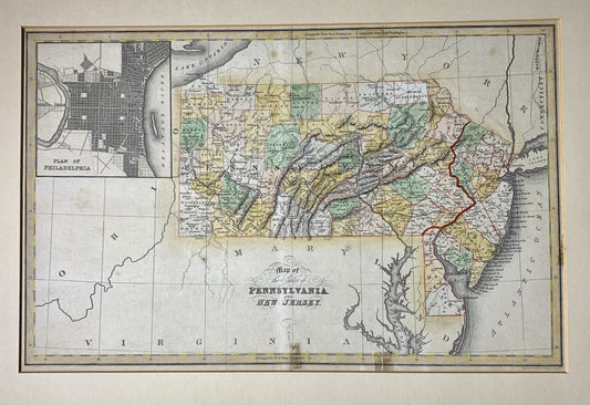 Map of Pennsylvania and New Jersey 1832