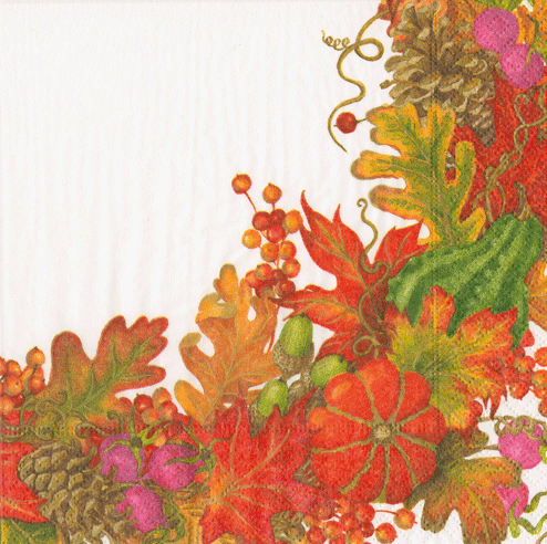 Harvest Garland White Luncheon Napkin