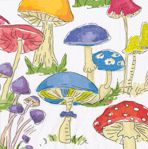 Cocktail Napkin Woodland Mushrooms