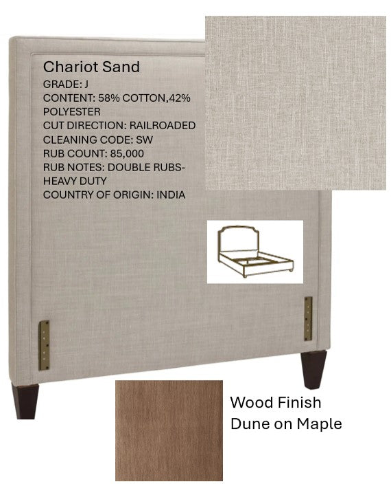 Tailor Made Queen Size Bed Headboard and Rails style # S2-50MP1T in Chariot Sand grade J with square 60" headboad