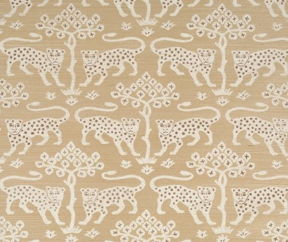 Wallpaper-Woodland Leopard Vinyl in Oatmeal - Half Roll