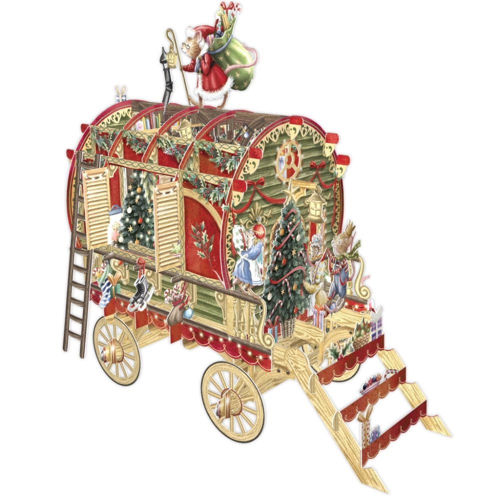 3D Christmas Caravan Greeting Card