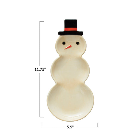 Snowman Shaped Stoneware Platter