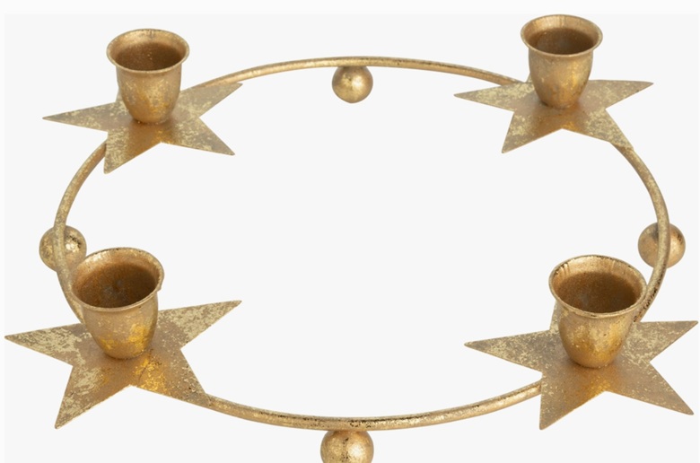 Gold Star Advent Candle Ring
