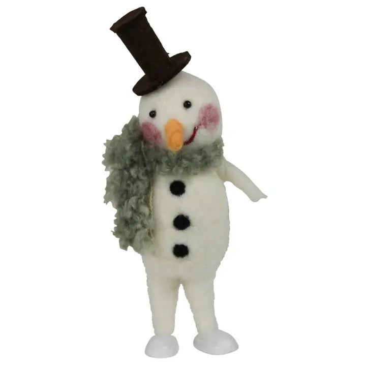 Felt Festive Snowman with Green Scarf