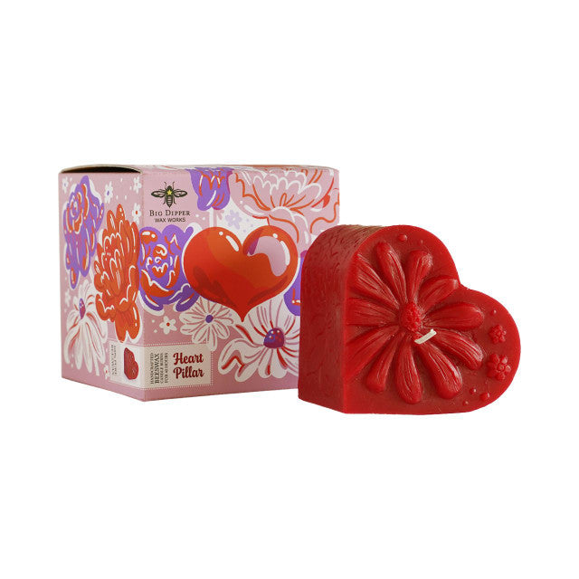 Beeswax Heart Pillar Candle