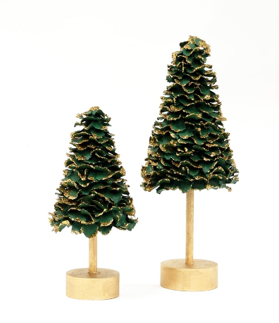 9" Coco Tree in Green with Gold