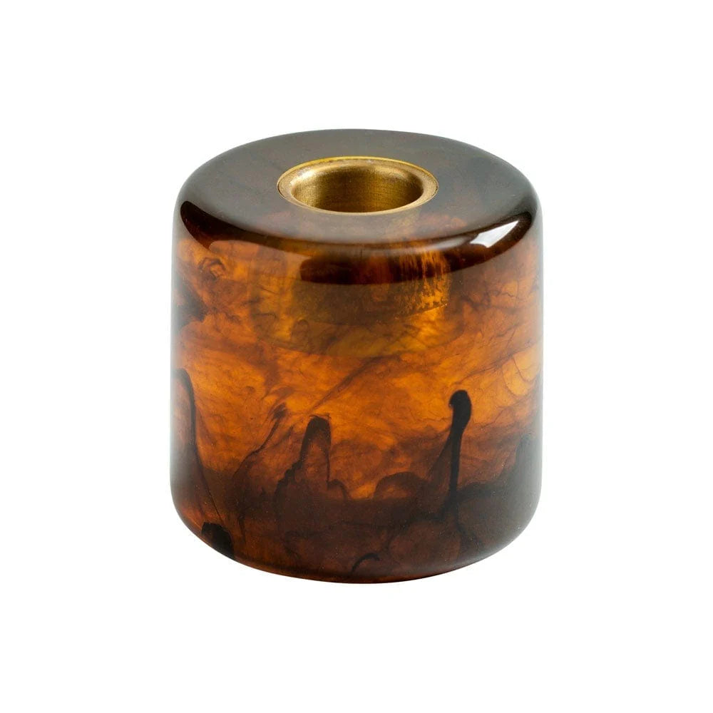 Cylinder Resin Candleholder in Tortoiseshell