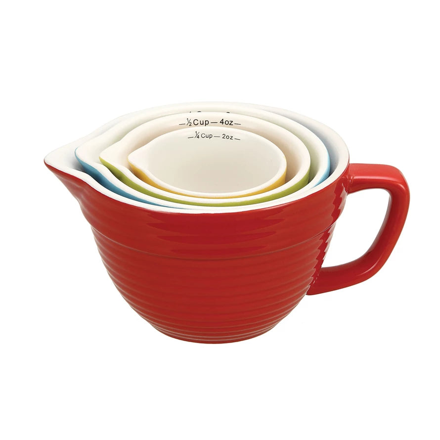 Stoneware Batter Bowl Measuring Cups set of 4