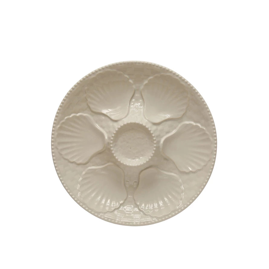 Stoneware Oyster Plate Matte White