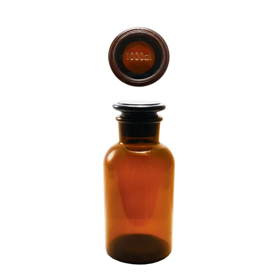Glass Bottle with Stopper Brown 34 oz.