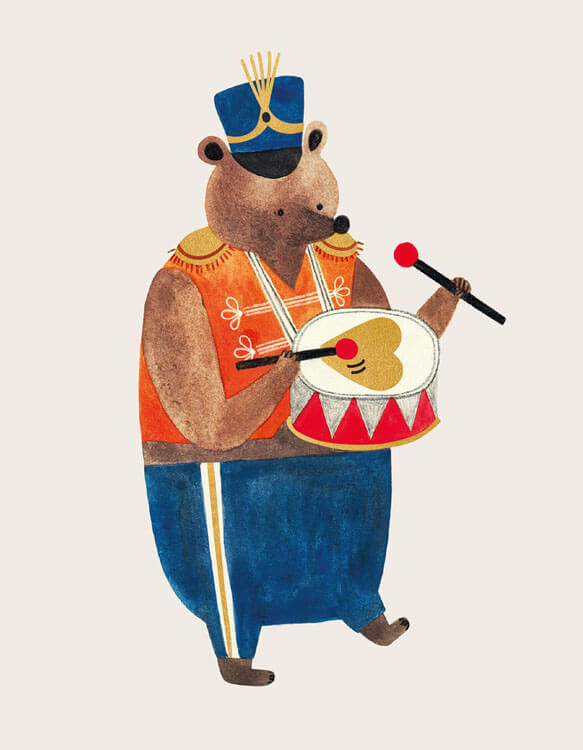 Drum Roll Bear Blank Greeting Card