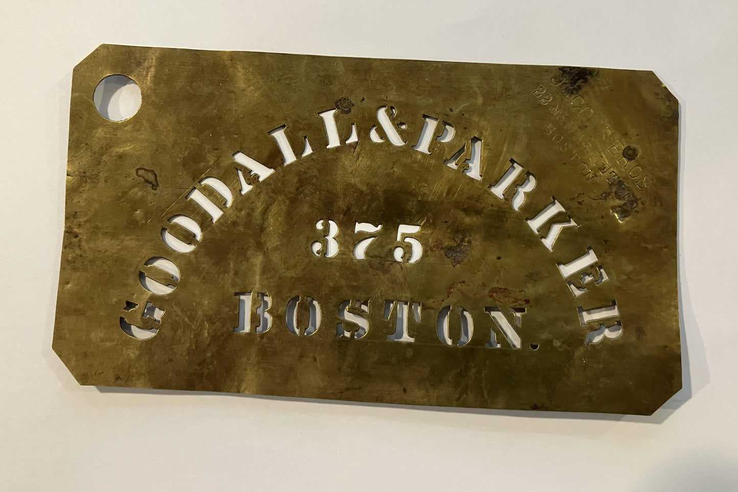 Antique Brass Crate Stencil-Goodall & Parker Boston