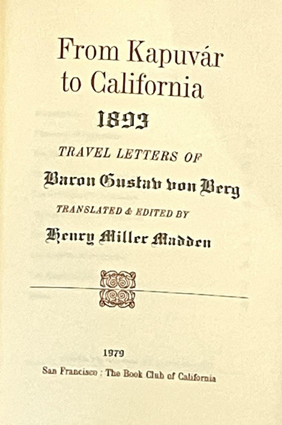 From Kapuvar to California 1893