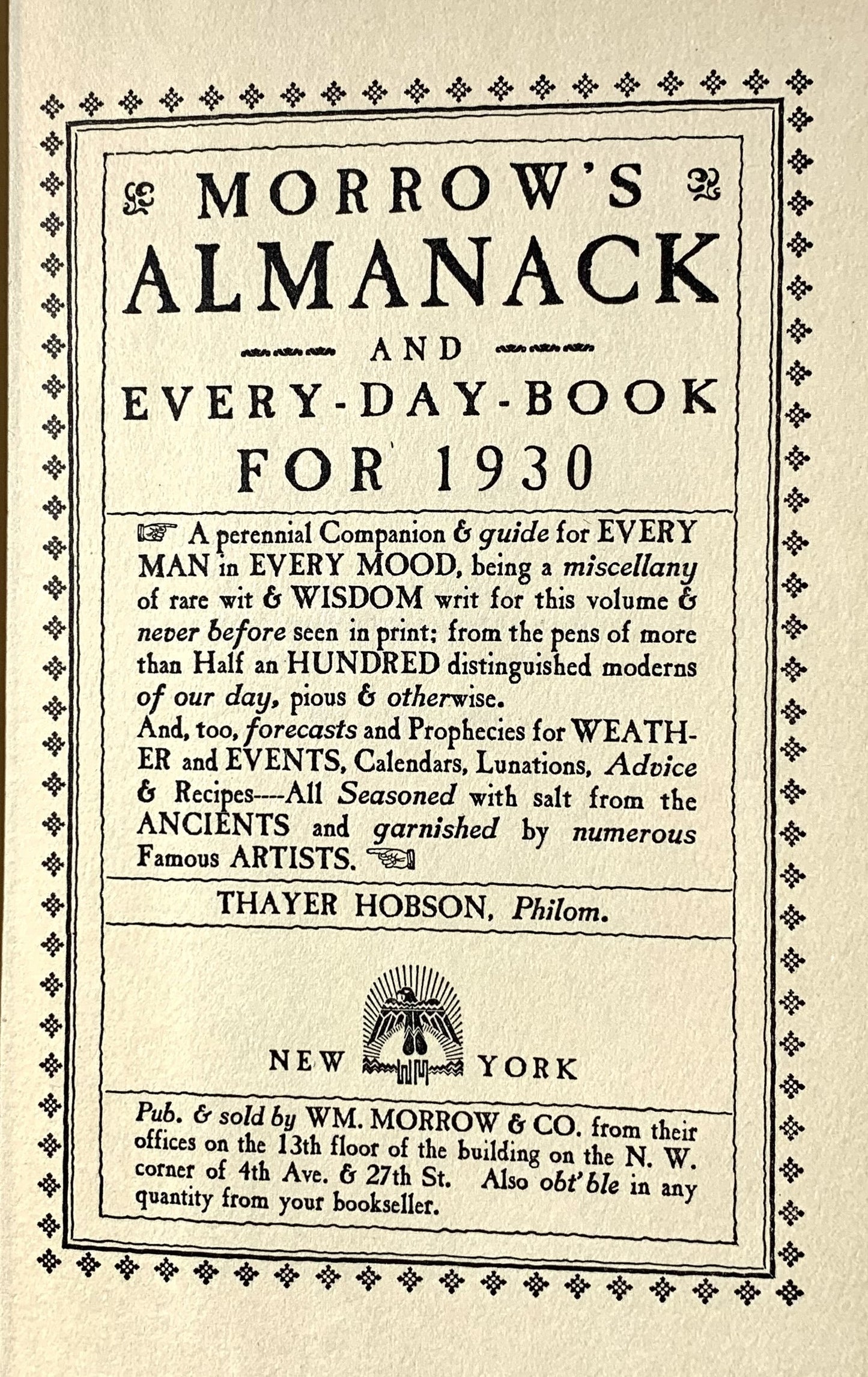 Morrow's Almanack and Every-Day-Book for 1930
