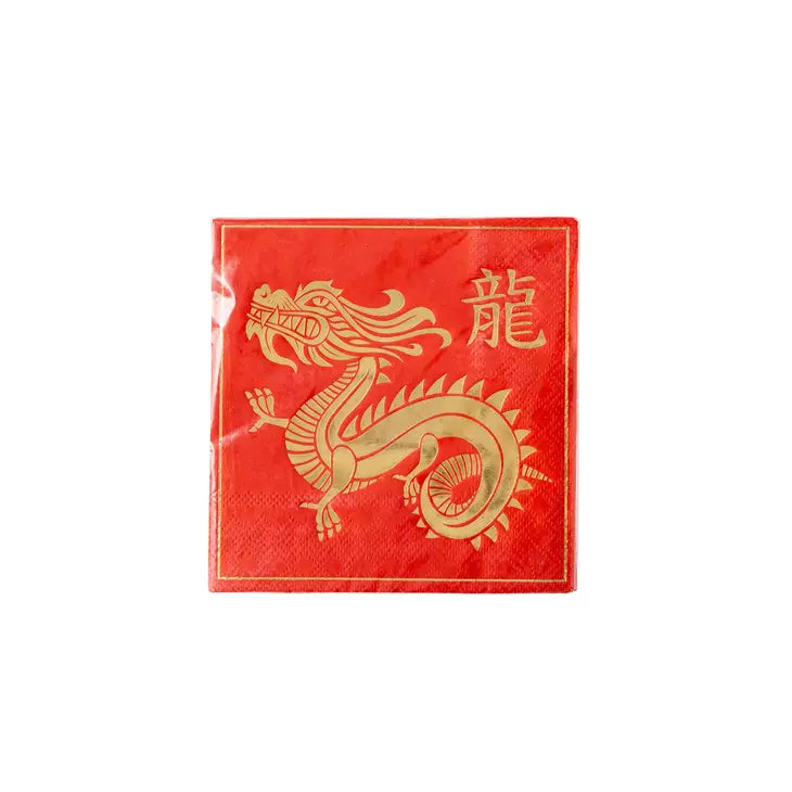 Lunar New Year Foiled Dragon Cocktail Napkin