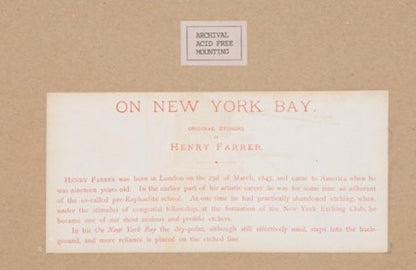 On New York Bay etching by Henry Farrer