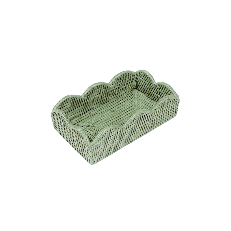 Guest Towel Rattan Scalloped Green