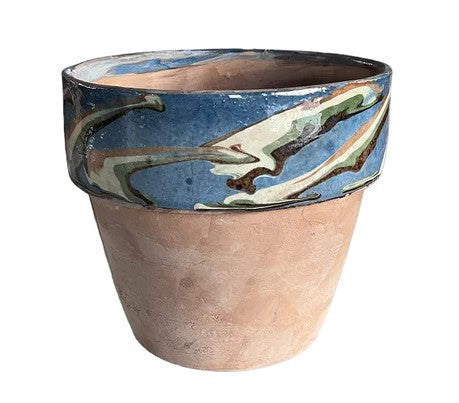 Marbleized Flower Pot in Blue small