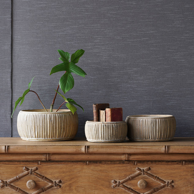 Shallow Concrete Faux Pattan Planter - Medium