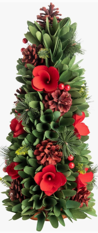 Green and Red Tree with decorations