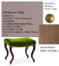 Vanity Seat in McKenzie Lilac style # 9078-00 small nail heads in French Gold wood finish Dune on Maple