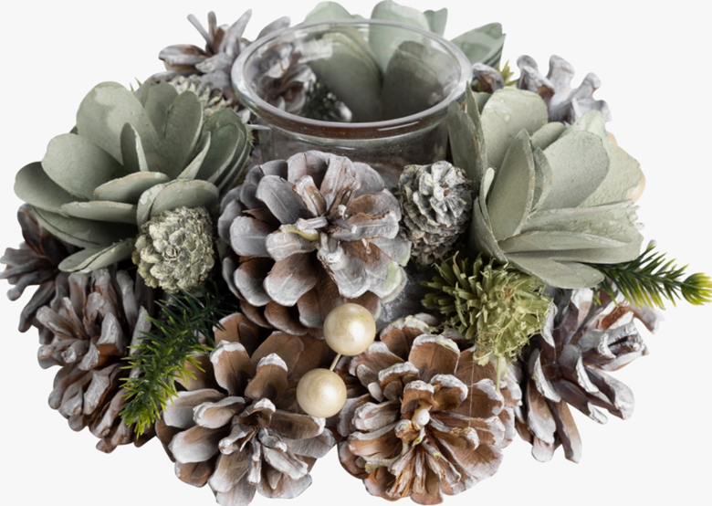 Round Pinecone Wreath Votive holder