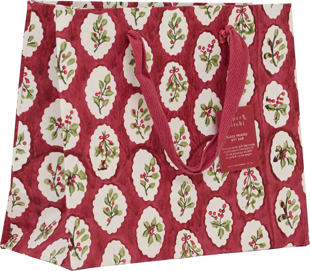 Red Xmas Scallop Medium Gift Bag